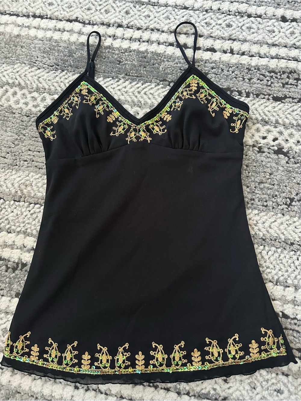 Vintage Black Embroidered Cami